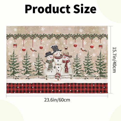 Giwawa Winter Snowman Bath Rug Red Buffalo Plaid Bathtub Mats Soft Absorbent - Image 3