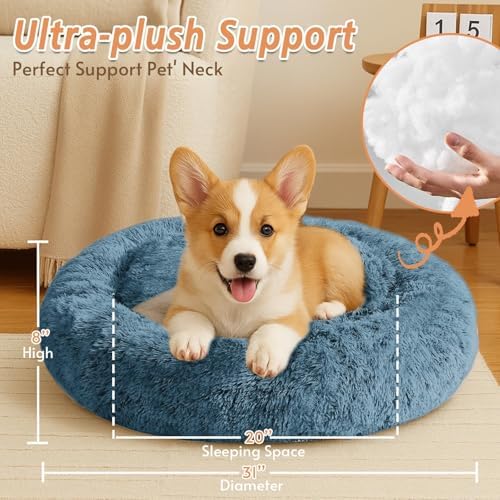 JOLLYVOGUE Calming Dog Bed Medium Size Dog, 31in Donut Washable Medium Pet Bed - Image 5