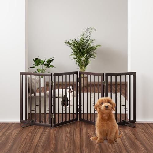Freestanding Dog Gate Folding Brown Dog Gates - Image 3