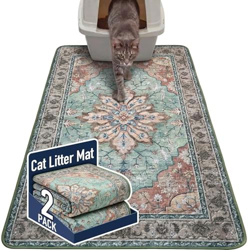 Hompet Cat Litter Mat 2 Pack, 36x60 Large Machine Washable Trapping Mats by Hompet