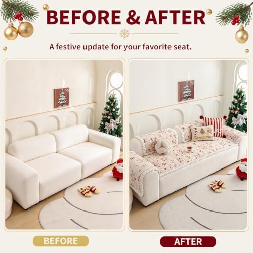 Christmas Couch Cover, Christmas Plush Sofa Cover for Dog Pet 1PC - Image 6