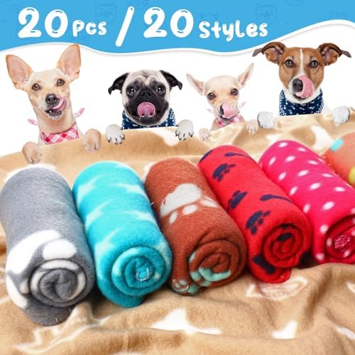Eccliy 20 Pcs Puppy Blanket Fleece Pet Dog Throw, 28 x 24 Inch - Image 3