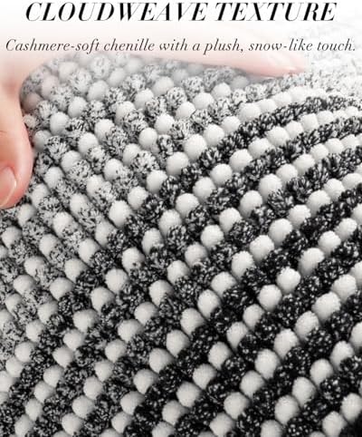 BSICPRO Large Chenille Bathroom Rugs, 24x43 Striped Bath Mats - Image 2