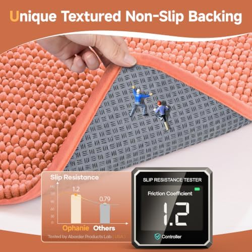 Ophanie Orange Toilet Rugs U-Shaped 24x20, Soft Chenille Contour Bath Mat - Image 4
