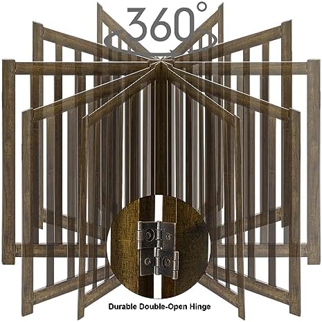 LZRS Wooden Free Standing Dog Gate 40" W x 24" H, Foldable Solid Hardwood Pet - Image 6