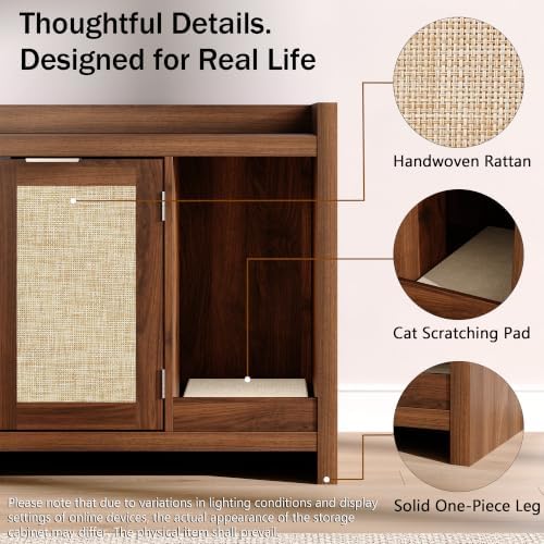 Cat Litter Box Enclosure, Modern Rattan Hidden Litter Box Furniture - Image 3