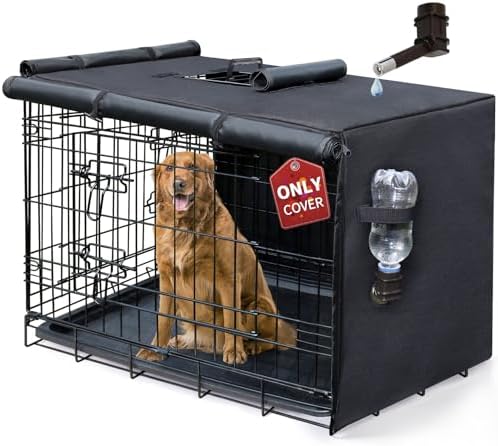DONORO Dog Crate Cover 24 Inch Waterproof Pet Kennel Cover 600D Heavy Duty Dog by DONORO