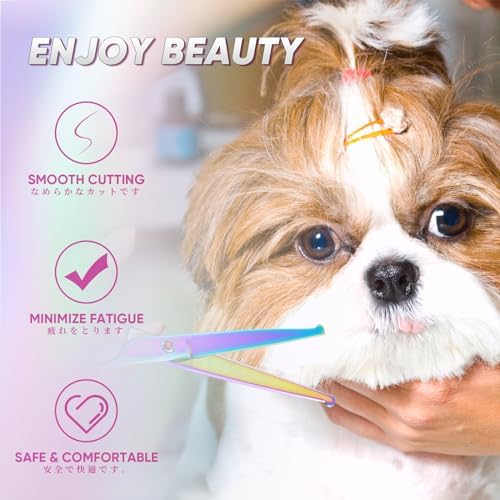 DRGSKL Rainbow Dog Straight Scissors, Offset Handle Pet Grooming Shears - Image 2