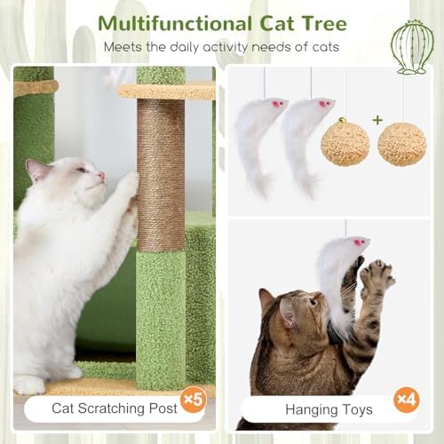 Globlazer Cactus Large Cat Tree, 80 inch Tall Climbing Tower - Image 5