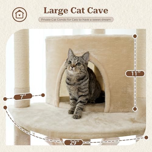 PETEPELA Floor to Ceiling Cat Tree, 92.9-101.6" Tall Cat Tower - Image 4