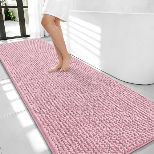 OLANLY Thick Chenille Bathroom Runner Rugs Mats 70x24, Dusty Rose by OLANLY