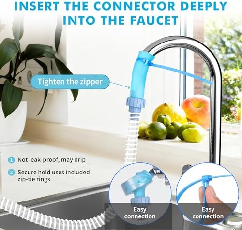 Slip-On Dog Shower Attachment for Bathtub Faucet, Ear-Tab Zip-Tie Connector - Image 3