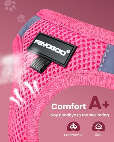 FAYOGOO Pink Solid Cat Harness and Leash Set, Escape Proof, Adjustable - Image 2