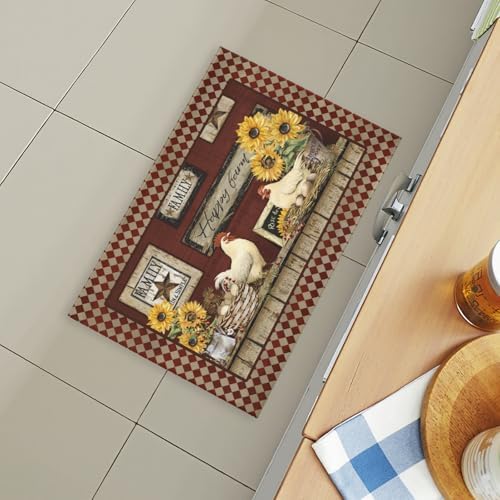 Giwawa Vintage Rooster Bath Rug Farmhouse Chicken Shower Mat Absorbent Bath - Image 6