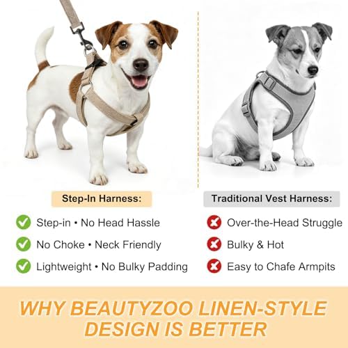 BEAUTYZOO No Pull Linen Dog Harness and Leash Set - Image 3