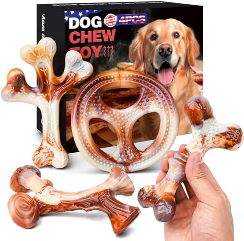 4 Pack Dog Chew Toys for Aggressive Chewers by OSORD