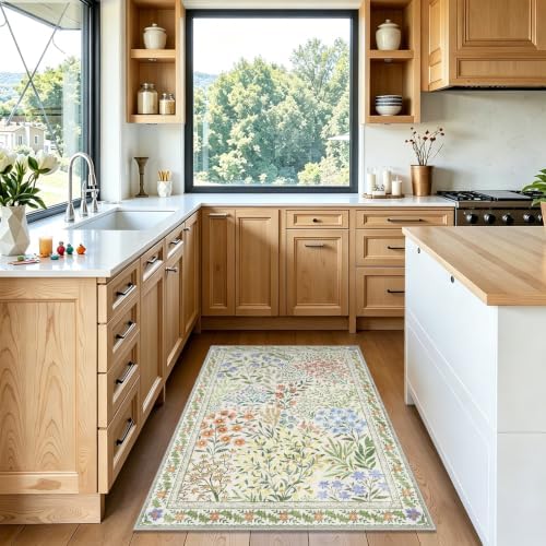 Floral Area Rug Washable Living Room Rugs 3x5 Vintage Soft Non-Slip Carpet - Image 2