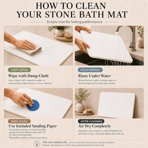 Stone Bath Mat – Diatomaceous Earth Quick Drying Non-Slip Bathroom Mat – - Image 6