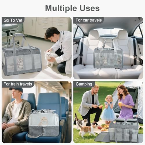 Soft-Sided Cat Carrier for 2 Cats, Breathable Mesh Design, Airline Approved - Image 4