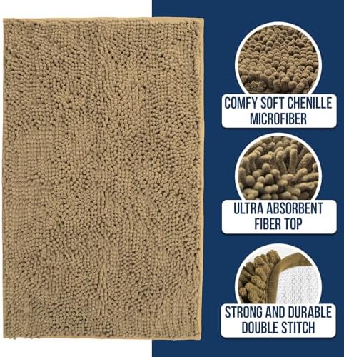 Muddy Mat Chenille Bathroom Rugs Quick Dry Microfiber Mats Non Slip Washable - Image 2