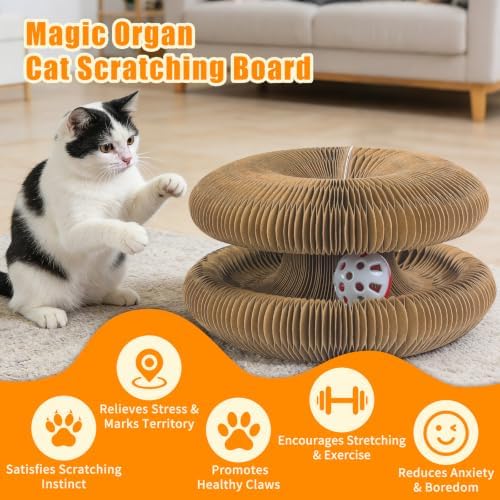 Magic Organ Cat Scratch Board, Compact Cats Accordion, Interactive Cardboard - Image 5