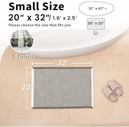 Waffle Bath Mat, Boho Bathroom Rugs Non Slip Washable - Image 2