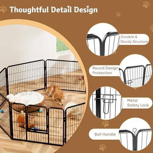 DUMOS Dog Playpen 40 Inch 8 Panels Indoor Outdoor Metal Pet Fence - Image 3