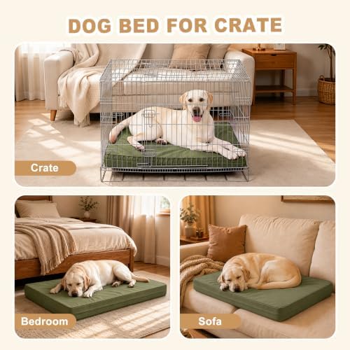 XXL Dog Bed Waterproof Washable, Wipeable Leather Large Crate Pad 48" Green - Image 5