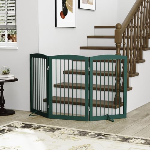 PUPETPO Freestanding Pet Gate for Dogs, Foldable Wooden Dog Gate for House - Image 7