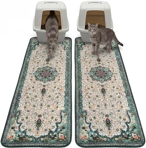 Hompet Cat Litter Mat 2 Pack, 20x60 Large Machine Washable Trapping Mats by Hompet
