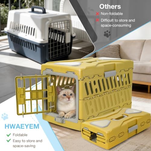 Collapsible Cat Carrier Hard, Plastic Hard-Shell Pet Carrier Travel - Image 6