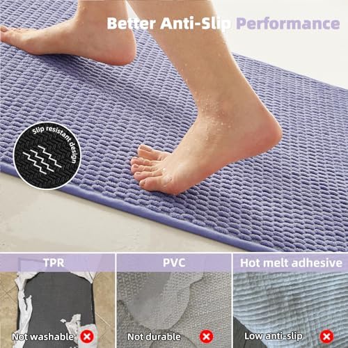 TYUU Bathroom Runner Rugs, Long Bath Mat Runner Washable Thin Quick Dry Low - Image 3