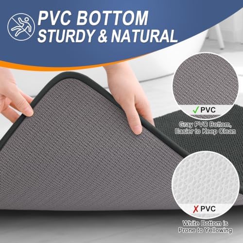 OLANLY Memory Foam Bathroom Runner Rug 40x24, Absorbent Long Mat, Dark Grey - Image 4