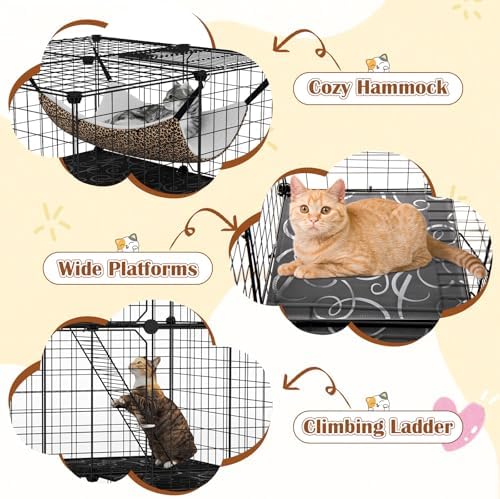 Tangkula Cat Cages Indoor, 3-Tier Cat Enclosure - Image 6
