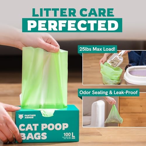 Panther Armor Cat Litter Bags, 100 Large Compostable Unscented Poop Bags - Image 2