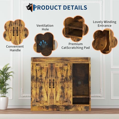 Cat Litter Box Enclosure, Hidden Litter Box Furniture - Image 3