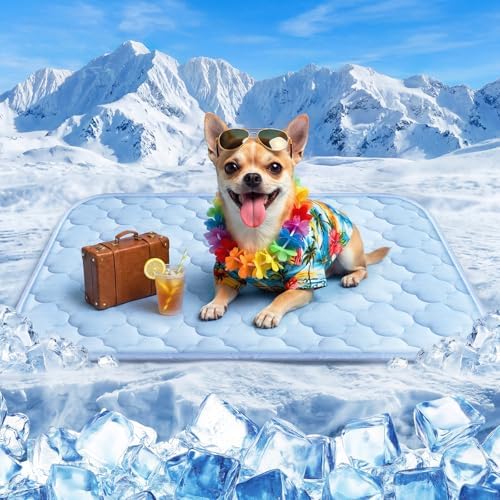 Cooling Mat for Dogs and Cats 24" x 18", Pet Cooling Bed Indoor Outdoor w by Unknown