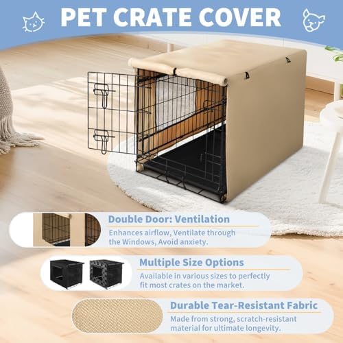 X-ZONE PET Dog Crate Cover Waterproof Kennel Cover, 48 in Beige - Image 2