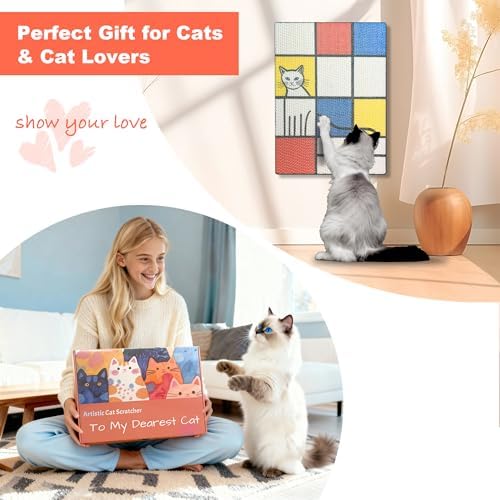 Art Cat Scratcher for Indoor Cats, Wall Mounted Cardboard Cat Scratcher - Image 6
