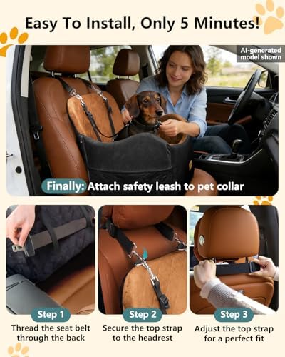 Dog Car Seat for Smal Dogs Up to 35lb, Machine Washable Dog Booster Car Seat - Image 6