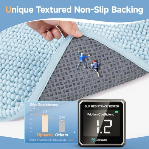 Ophanie Blue Bathroom Runner Rugs 72x24, Soft Chenille Bath Mat, Non Slip - Image 4