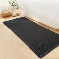 Black Bathroom Rug, Waffle Bath Mat Non Slip Washable by GRLYUH