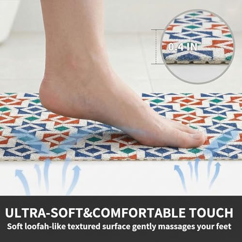 Square Shower Mat Non Slip, 24 x 24 Inch PVC Loofah Shower Floor Mats - Image 3