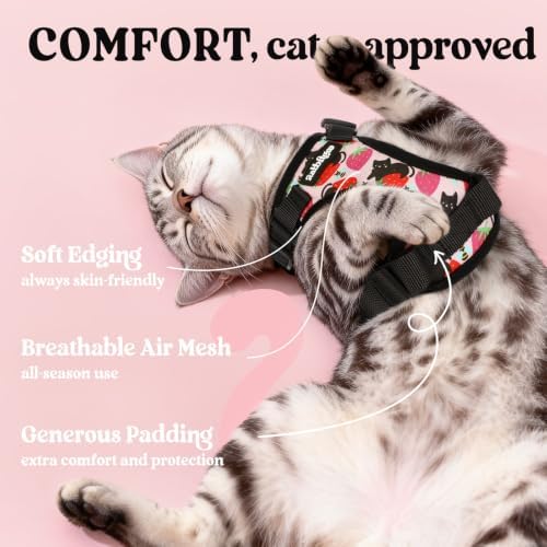 rabbitgoo Cat Harness and Leash Set, Escape Proof Vest, Berry Pounce - Image 4