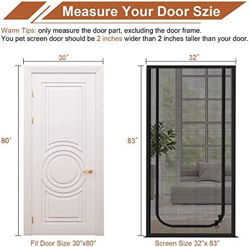 Dixutzi Reinforced Cat Screen Door Fits Door Size 30''x 80'', Heavy Duty Pets - Image 3