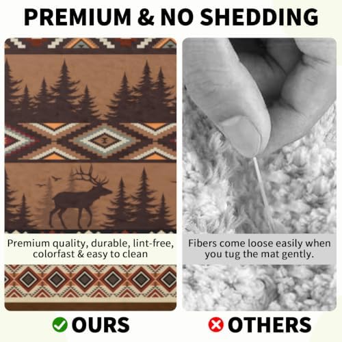 Giwawa Rustic Bear Deer Bath Rug Boho Ethnic Plush Carpet 20x32 Inch Soft - Image 5