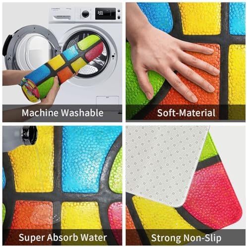 Colorful Basketball Texture Bath Mat Non-Slip Soft Microfiber Bathroom Rugs - Image 6