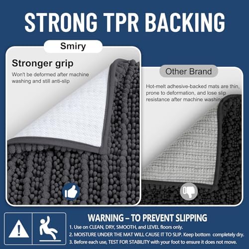 Smiry Bathroom Rugs 40X24, Extra Soft Rubber Backing Chenille Bath Mats - Image 3