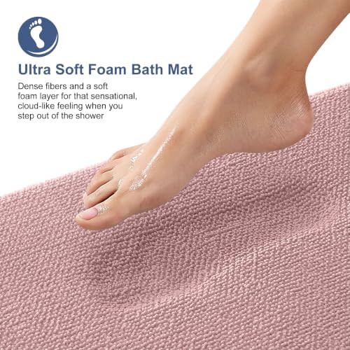 OLANLY Memory Foam Bathroom Runner Rugs 44x24, Long Bath Mats, Dusty Rose - Image 2