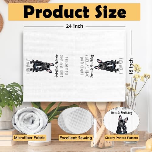 French Bulldog Dog Kitchen Towels Set of 2, Funny Dog Kitchen Decor, Dogs Gifts - Image 6